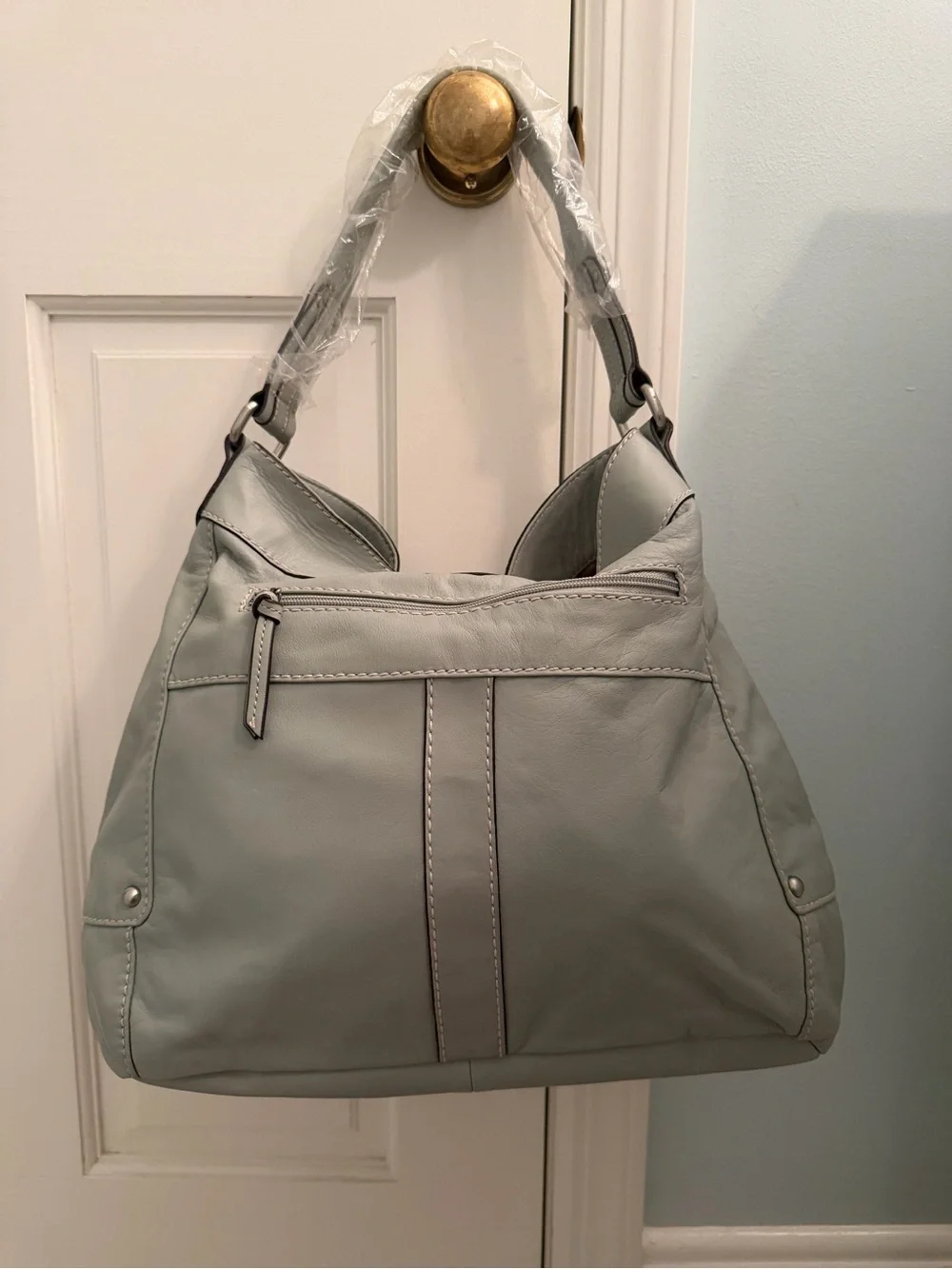NWT- Tignanello Glove Leather Pocket Hobo with Braided Accent & Keyfob